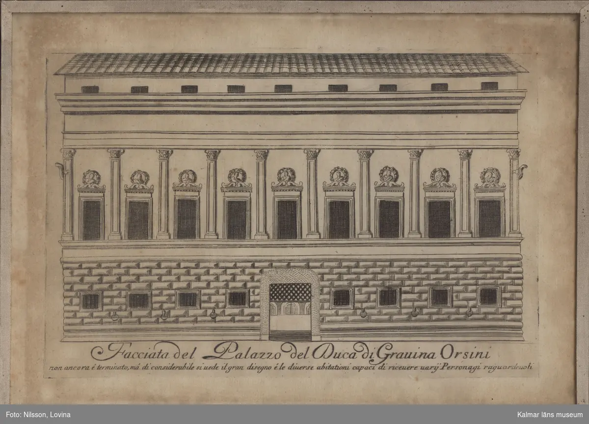 Tavla föreställande fasaden av en byggnad, Facciata del Palazzo del Duca di Grauina Orsini.