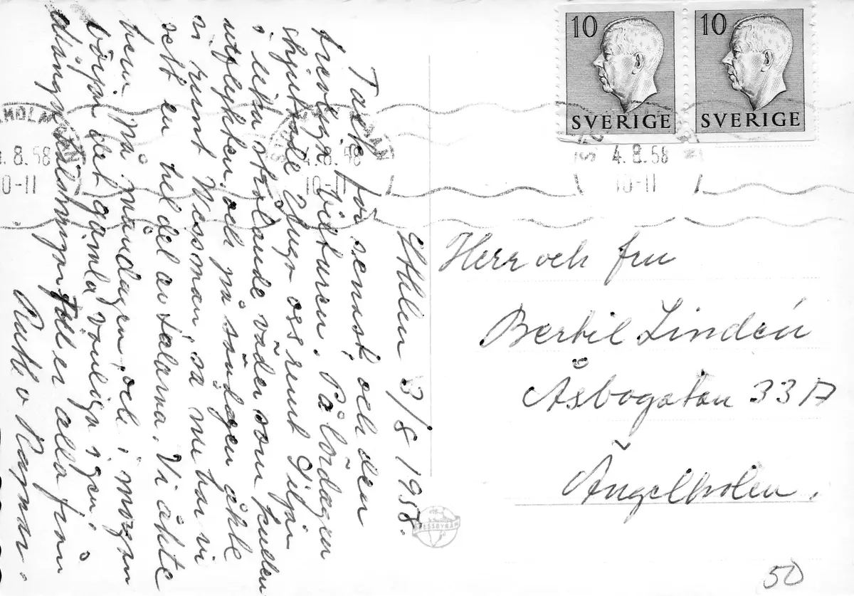 ÖRBY. Allén  ; Handskriven baksidestext finns, 1958