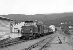 Blandet tog fra Lomi på Finneid stasjon på Sulitjelmabanen. 