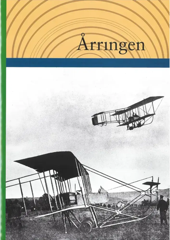 Forside på tidsskriftet Årringen 2024. Forsidefoto gamle fly fra Kjeller flyplass.