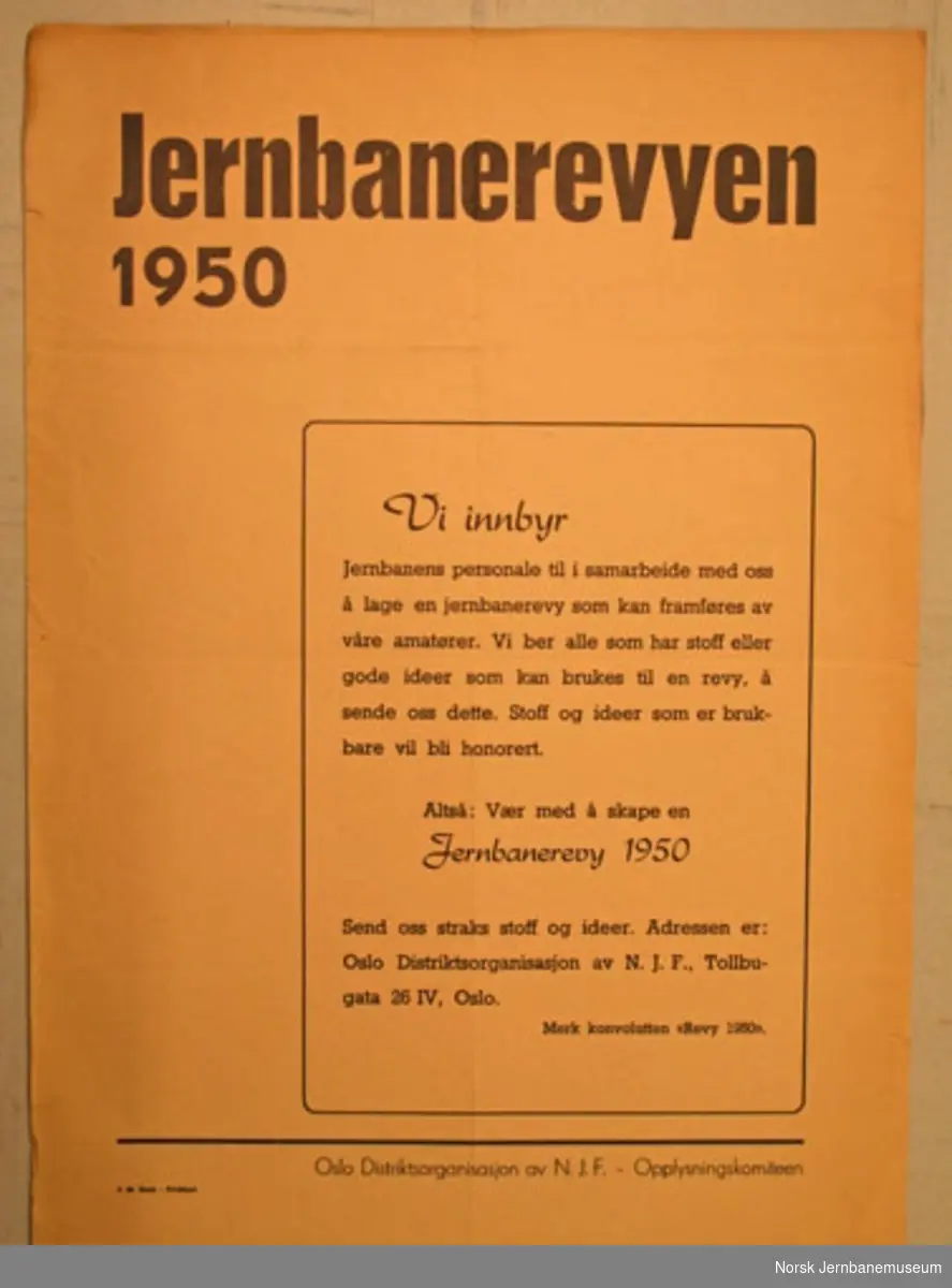 Informasjonsplakat : Jernbanerevyen 1950