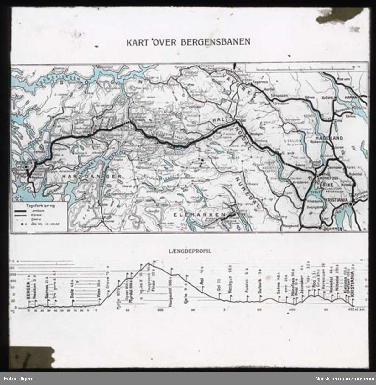 Foto av kart over Bergensbanen