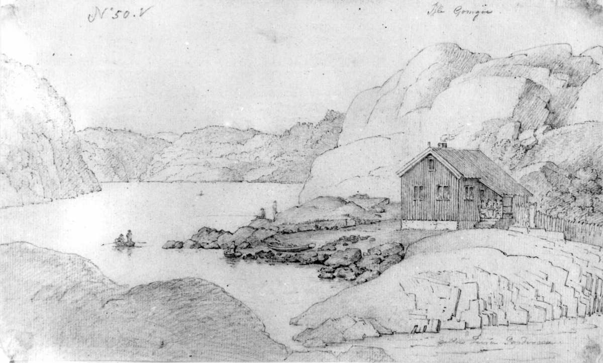Sannidal
Fra skissealbum av John W. Edy, "Drawings Norway 1800".
