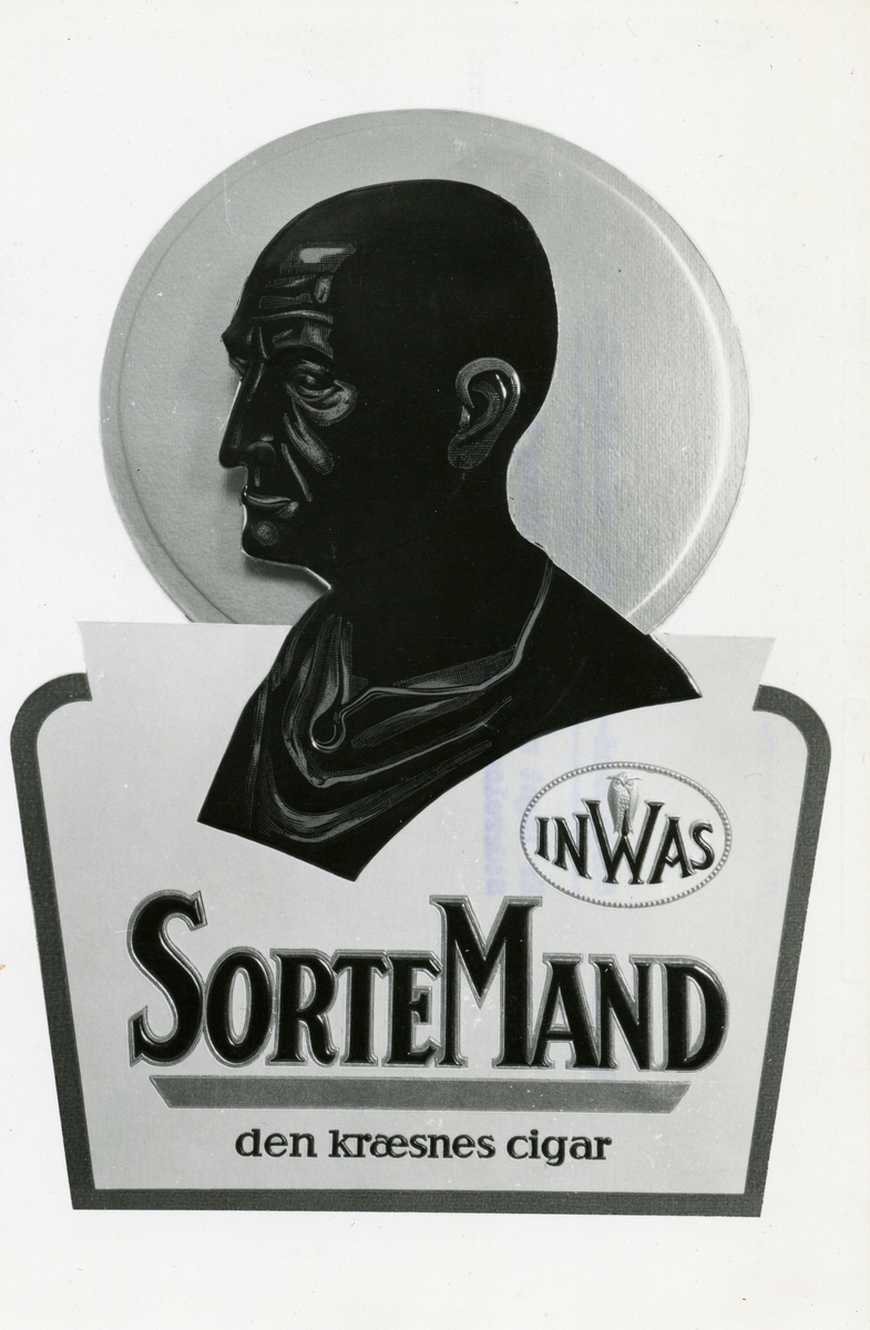 Støtte med reklame for Sorte Mand sigarer fra Tiedemann. - Norsk ...