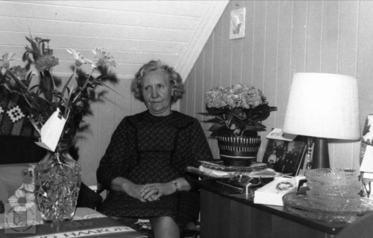 Portrett av 80-åring. Anne Tomine (Mina) Ugland, Laudal.