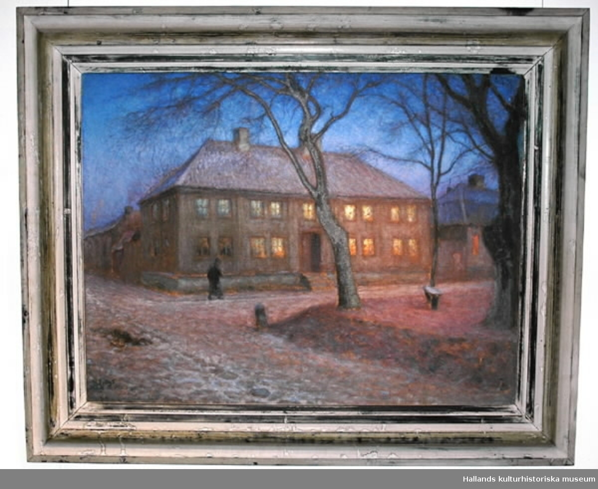 Oljemålning av Nils Kreuger, "Det gamla skolhuset" , 1895. Bildmått: bredd 99 cm, höjd 75 cm.