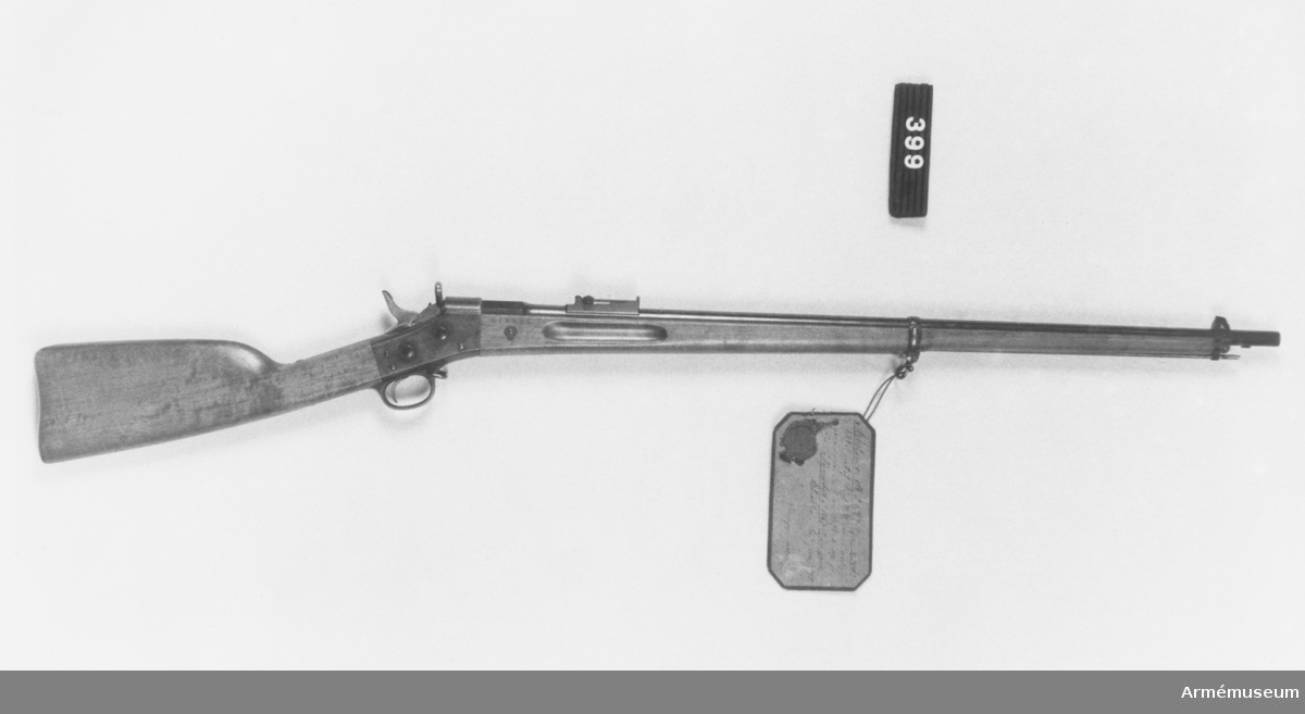 Gevär m/1867-1889.
Modellexemplar, arbetsmodell. Lådan från gevär tillverkat 1876. Tillv.nr 847. AM 8219.