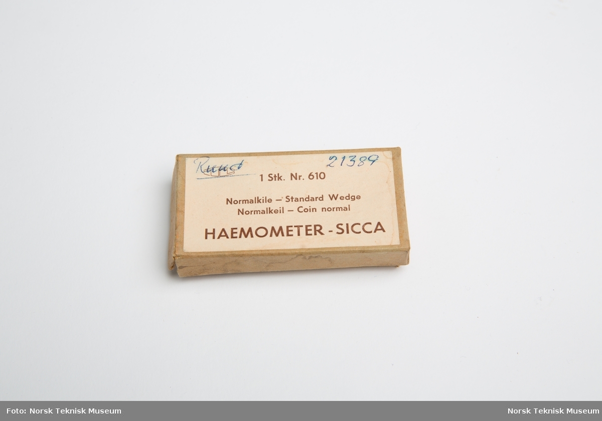 Eske med sju prøverør til Sicca Haemometer
