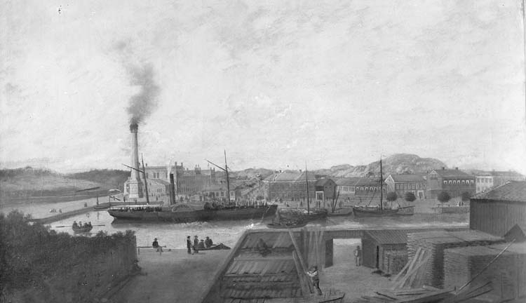 Målning av Kampenhofområdet, Uddevalla, 1858