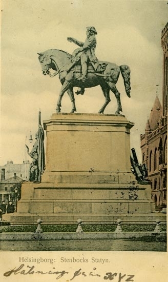 Notering på kortet: Helsingborg. Stenbocks Statyn.