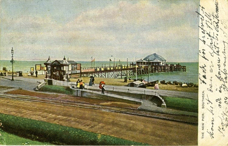 Notering på kortet: The new pier Southsea.