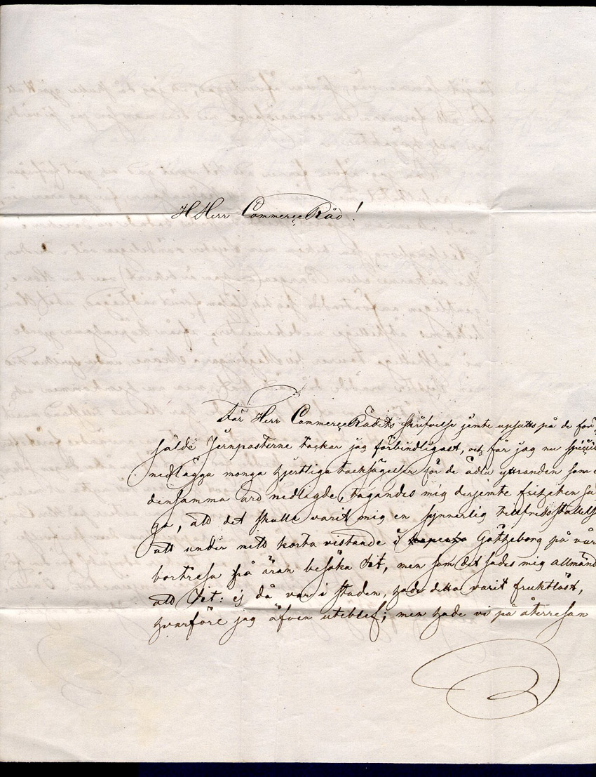 Albumblad innehållande 1 monterat förfilatelistiskt brev

Text: Privatbrev daterat Mariestad 23.9. 1842 till Götheborg

Stämpeltyp: Fyrkantstämpel  typ 1