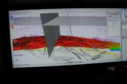 En 3D modell over en del av Valhallfeltet med seismiske data