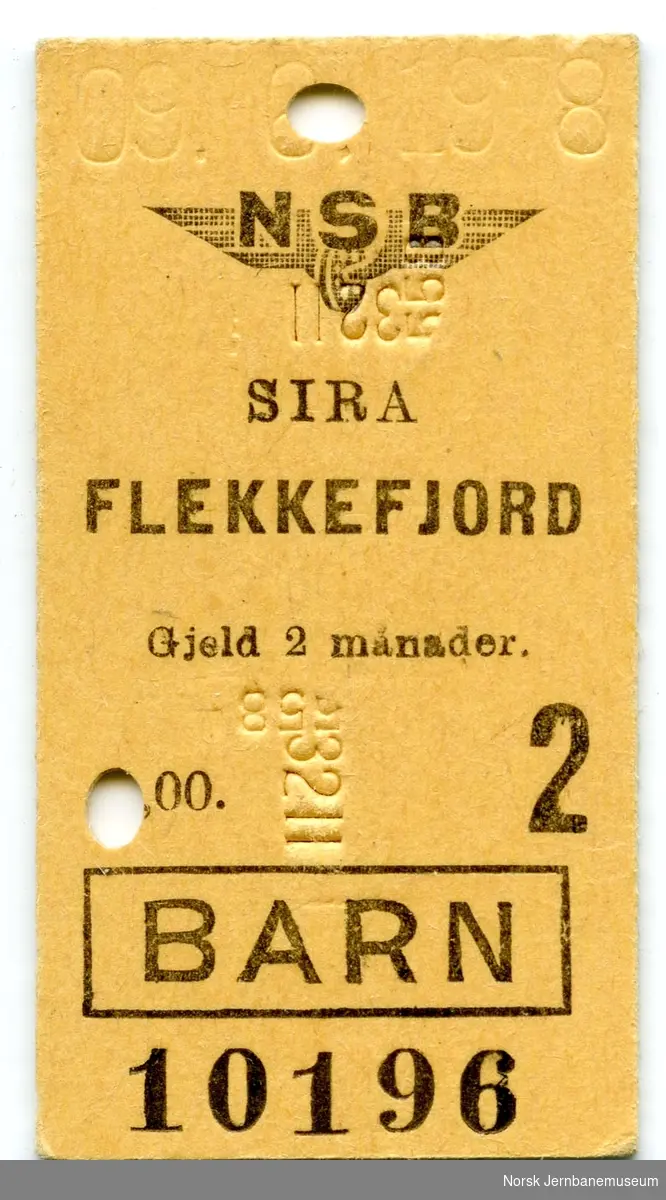 Billett Sira-Flekkefjord, barn