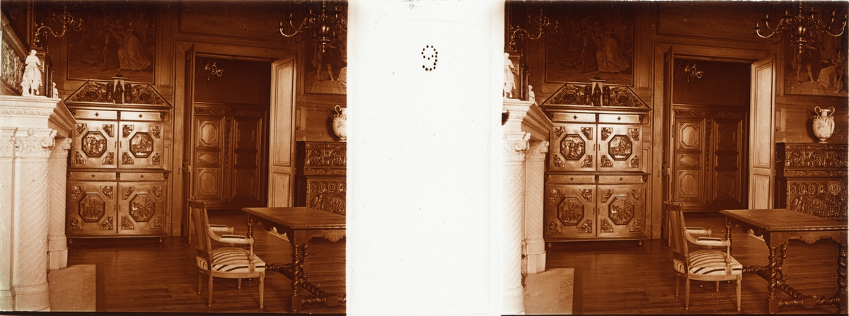 Stereobild av Margareta av Valois (Margareta av Frankrike) kammare Chateau de Pau.
"Chambre de Marguerite de Valois".