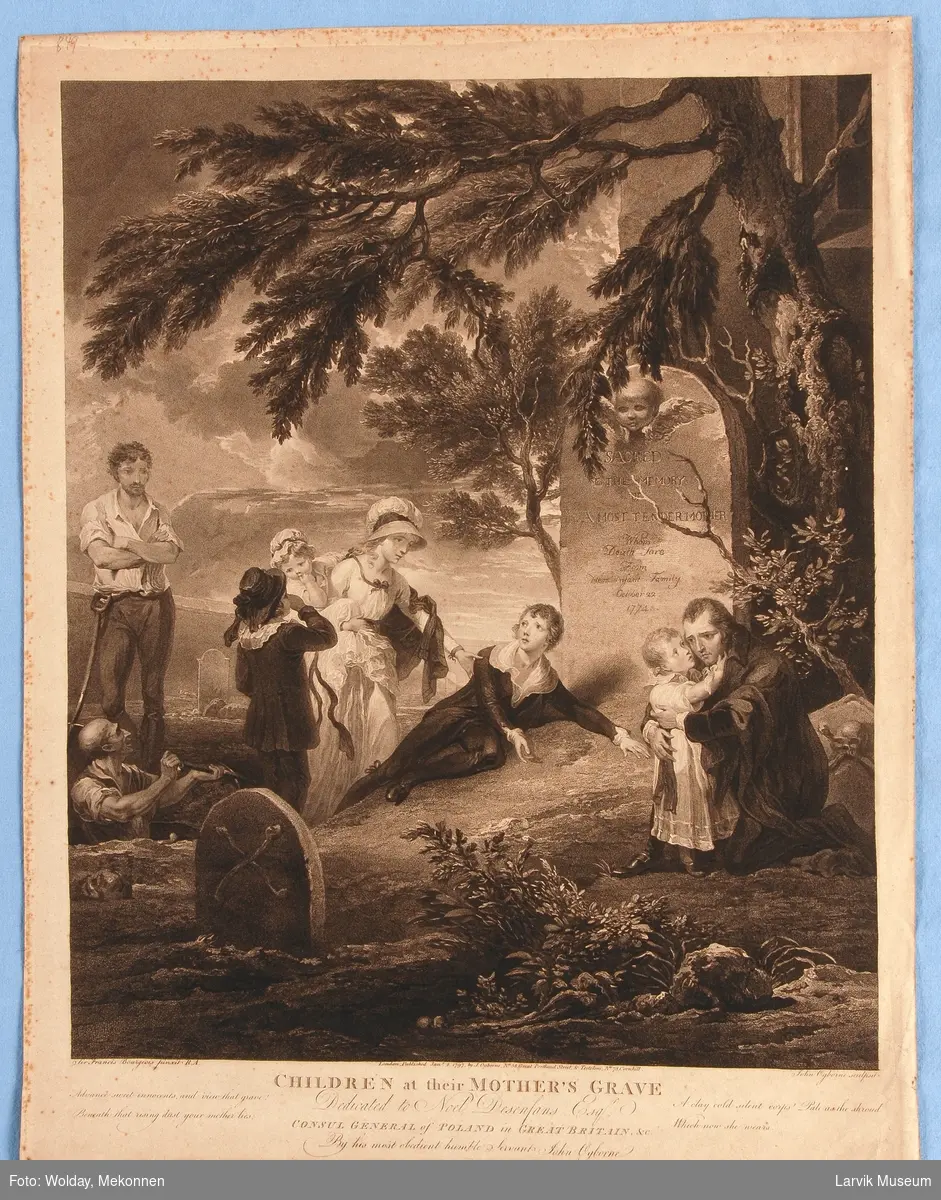 barn ved morens grav, 8 personer på bildet