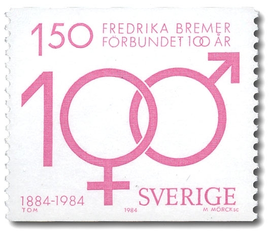 Fredrika Bremerförbundets logotyp. Symboler för kvinna och man.