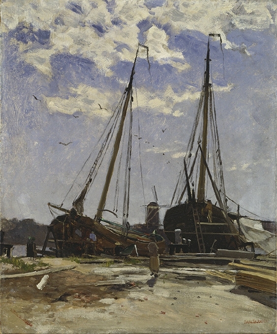 Studie till Hamnen i Dordrecht, 1880, Göteborgs konstmuseum