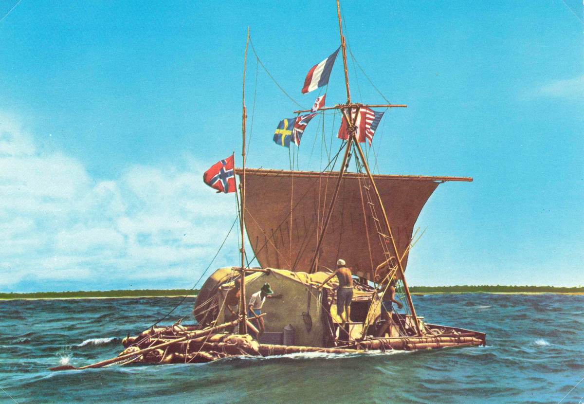 Flotten Kon-tikii Polynesien
Kon-Ti´ki-expeditionen
Thor Heyerdahls expedition 1947 
Avfärden ägde rum 28 april 1947 från Limas hamnstad Callao.
Nådde fram till den lilla atollen Raroia i Tuamotugruppen 7 augusti samma år.