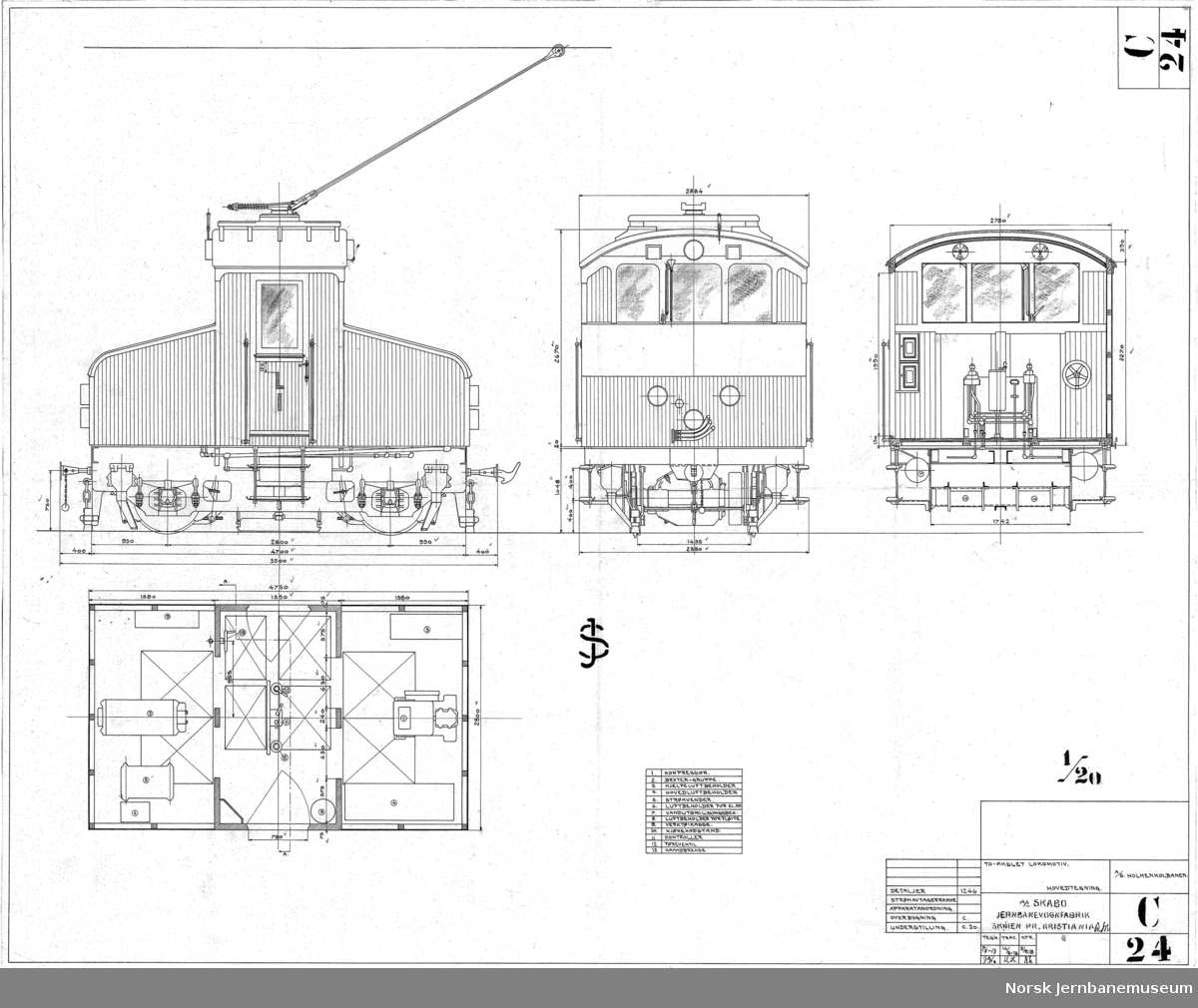To-akslet lokomotiv, Holmenkolbanen

C024 - Hovedtegning
C022 - Understilling
C023 - Overbygning
C025 - Røranordning

C021 Motorfjærer er ikke scannet