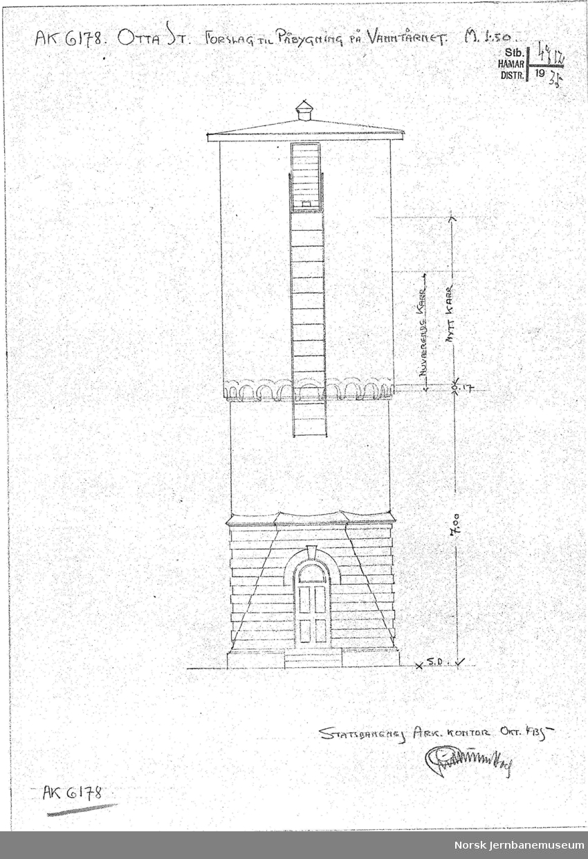 Otta stasjon, forslag påbygging vanntårn

NJM har kopi av tegningen