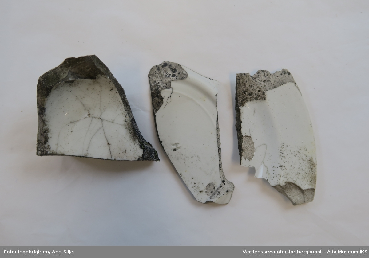 Tingene, med unntak av hestesko og krok, er ødelagte/fragmentert. Det er fragmenter av keramikk og porselen, to glassbiter fra flasker, en ledning med metallstrenger, stor krok og en liten hestesko.