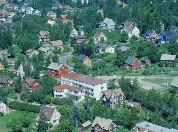 Flyfoto, Lillehammer, Bebyggelse, Utsiktsbakken, Storgata Med ...