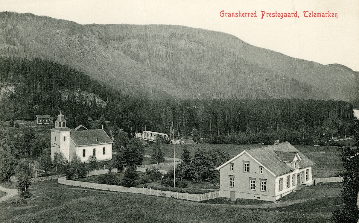 Postkort med motiv av Gransherad prestegård, Telemark