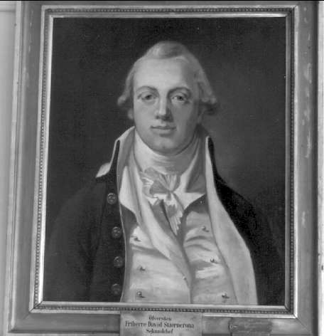 Oljemålning föreställande överste friherre David Stierncrona, sekundchef 1793-1796. Till kungl livregementets husarers officerskår af C H L Lewenhaupt.