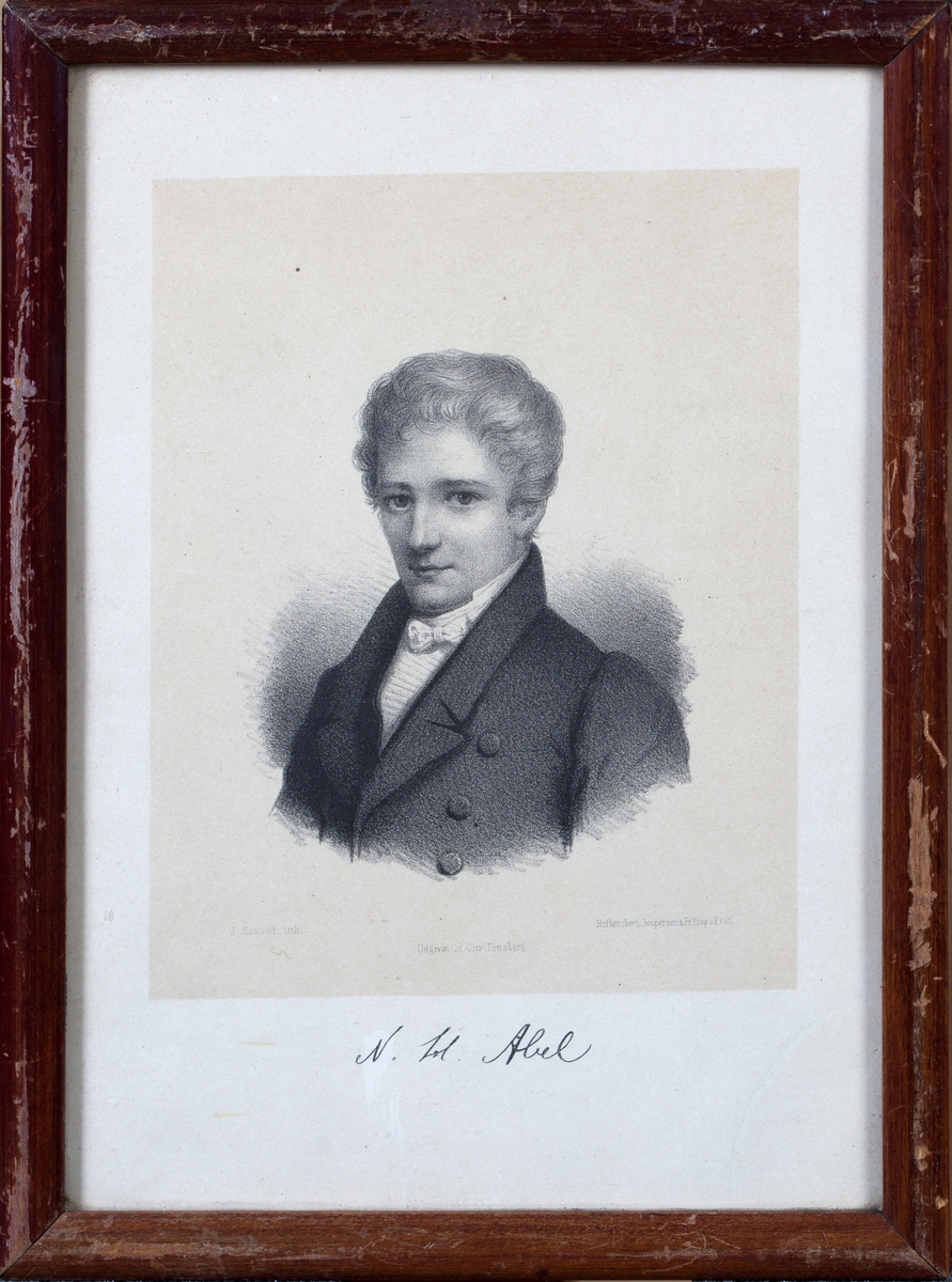 Portrett av Niels Henrik Abel, norsk matematiker. Brystbilde.