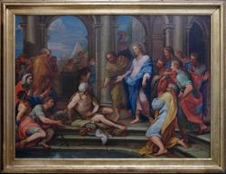 Jesus helbreder en syk ved Betesda dam [Oljemaleri]