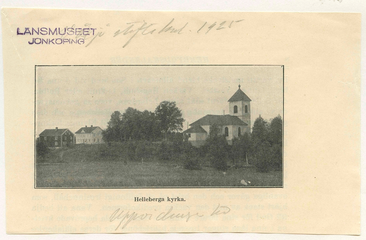 Motiv från Helleberga kyrka.

Ur Växjö stiftskatalog 1925.