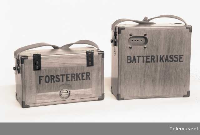 Forsterker med batterikasse, Norge, Elektrisk Bureau.