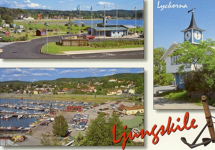 Enligt Bengt Lundins noteringar: "Ljungskile. Lyckorna. 3-Bild. Camping. Båthamn. Klockhuset".