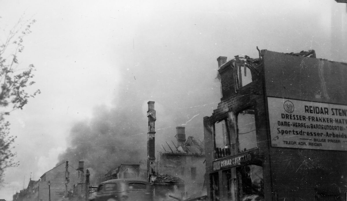 Bygninger bombet under 2. verdenskrig i Narvik. 1940.
