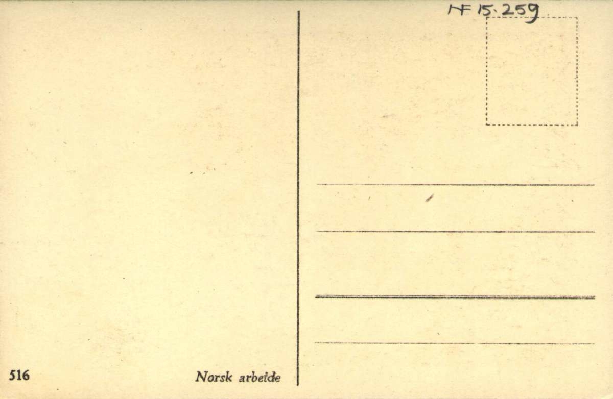 Julekort. Ubrukt. Vintermotiv. To små nisser er ute og går. Den ene ...