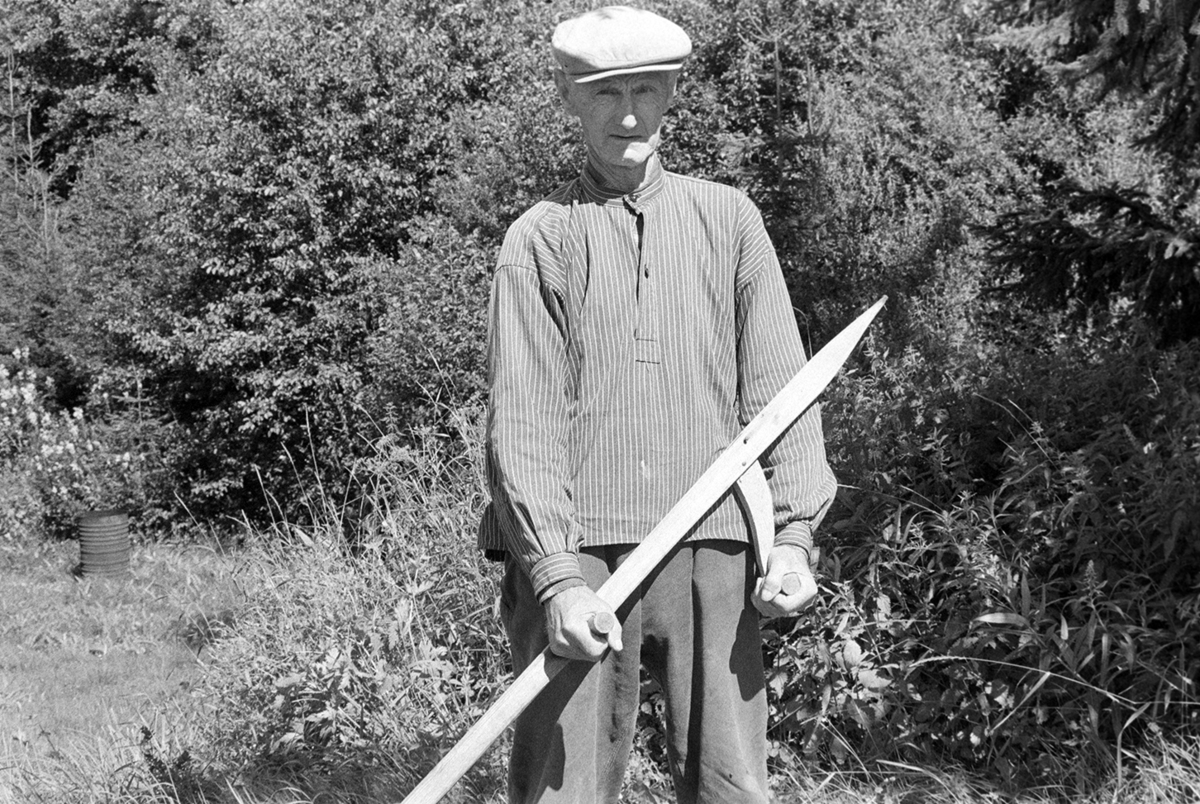 Slåttekar Harald Dårstad, Lundstajet, ljå, slåttonn, arbeidsteknikk,