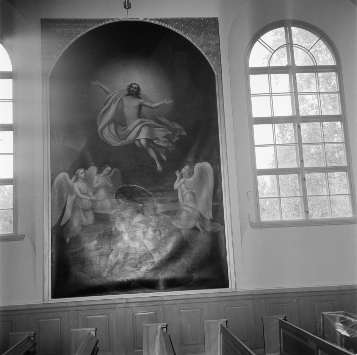 Söderfors kyrka, kyrkmålning, Söderfors socken, Uppland 1979