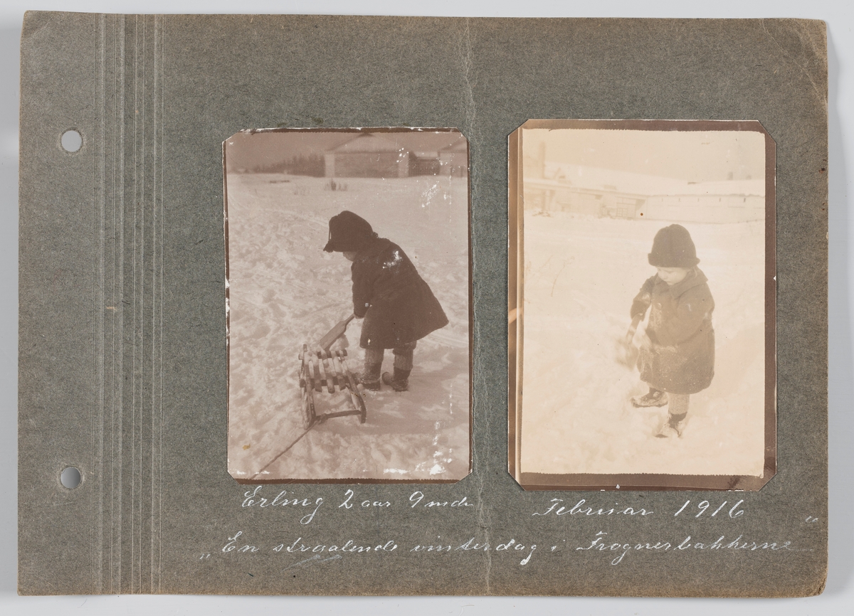 Begge bilder: Erling Michelsen i Frognerparken, februar 1916.