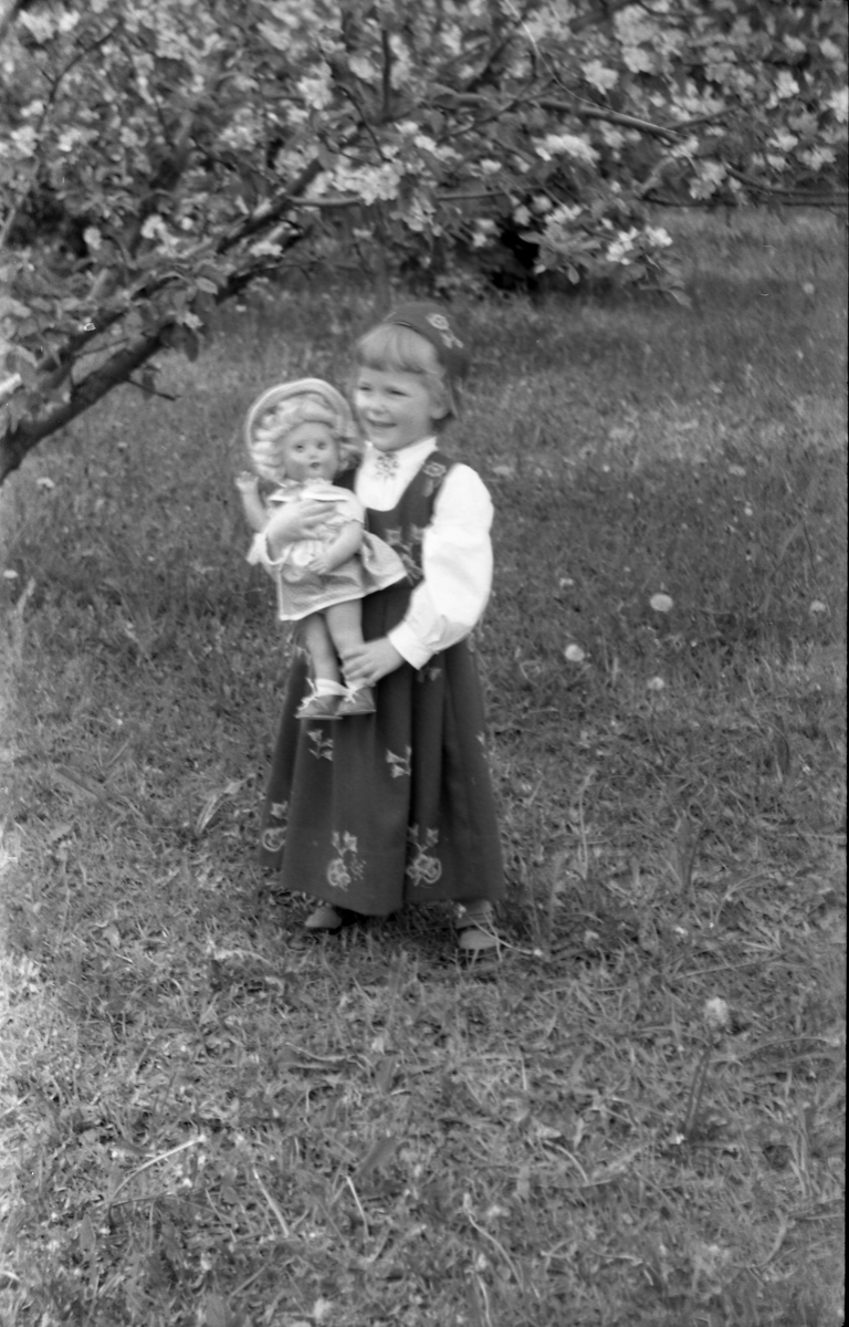 Serie på 11 helfigurs portretter av Dagmar og Michael Nordrum med dattera Else Marie mot en bakgrunn av et blomstrende frukttre. Noen av bildene er av de tre sammen, noen av mor og datter som begge bærer bunad, og noen av Else Marie alene.