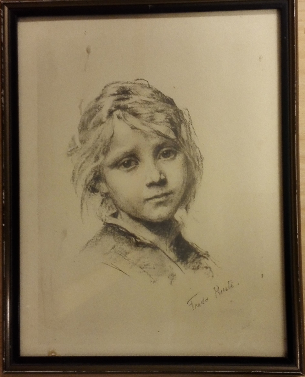 Portrett av Dagfinn Rusten som barn. Dagfinn Rusten var bror til gjevaren.