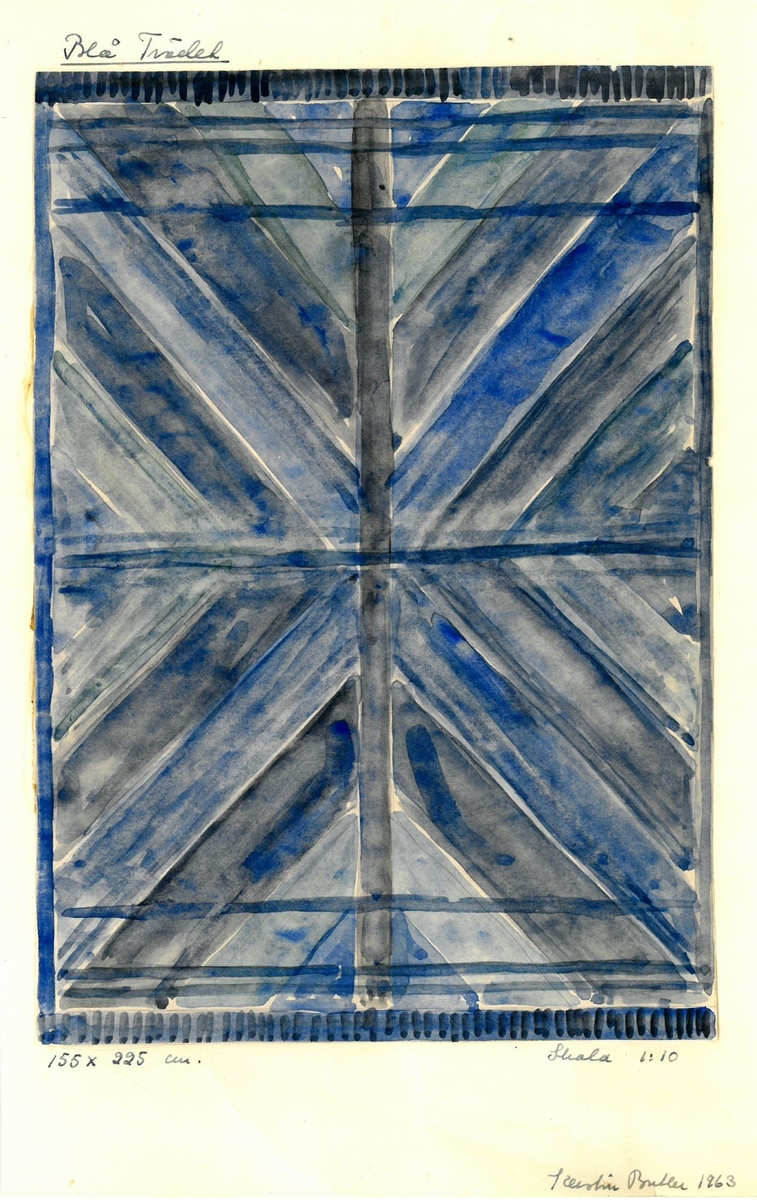 Skisser till rölakansmattor.
Formgivare: Kerstin Butler 1963
"Blå trädet"