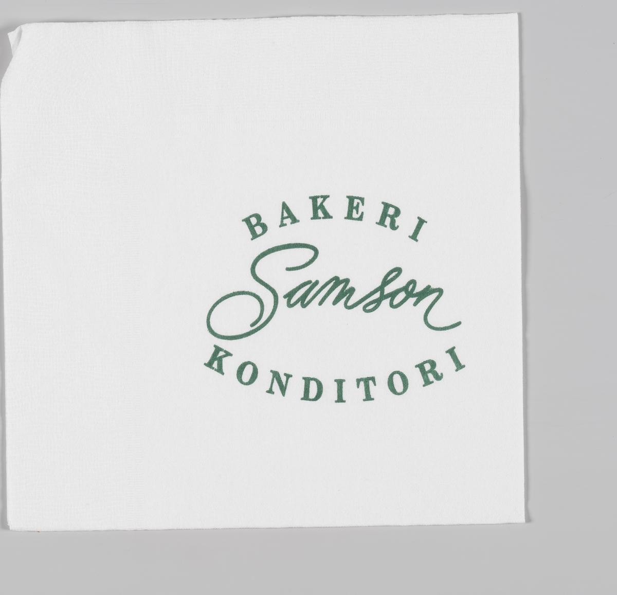 En reklametekst for Baker Samson

Wilhelm Bismark Samson startet sitt første bakeri i 1894 på Egertorget i Kristiania.

Reklame for Samson på serviettene MIA.00007-004-0001 til MIA.00007-004-0006