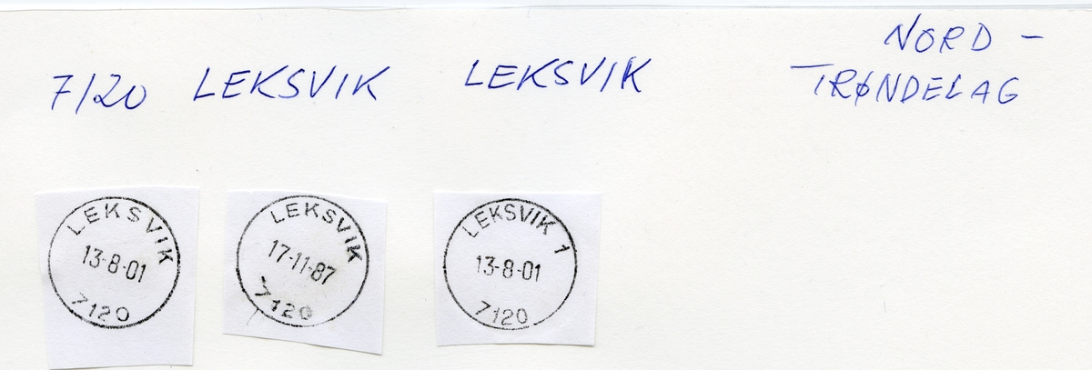 Stempelkatalog 7120 Leksvik (Leksvigen, Leksviken), Trondheim, Nord-Trøndelag