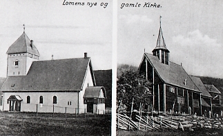 Den gamle og nye Lomen kyrkje.