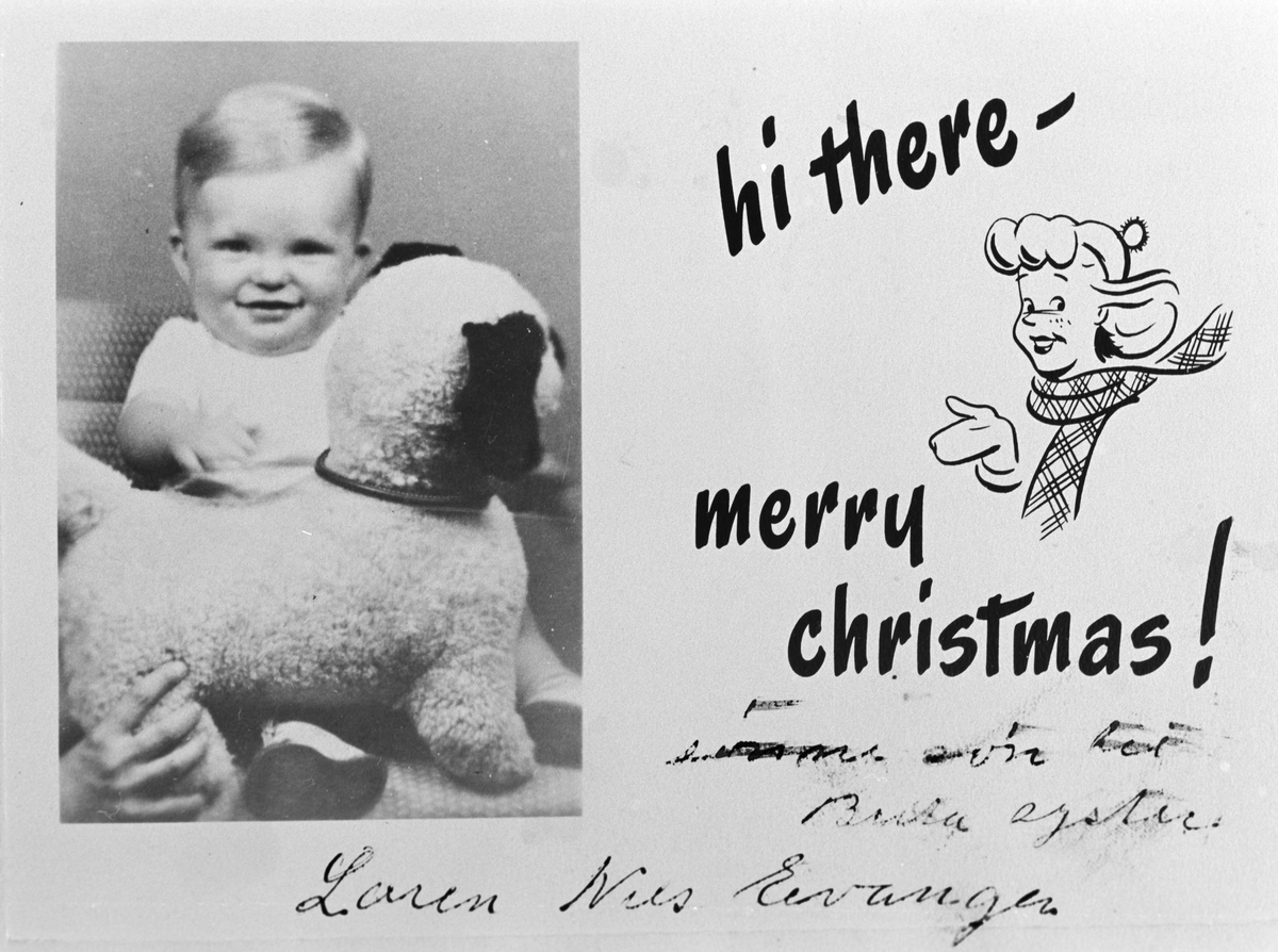 Laren Nils Evanger avbilda på julekort