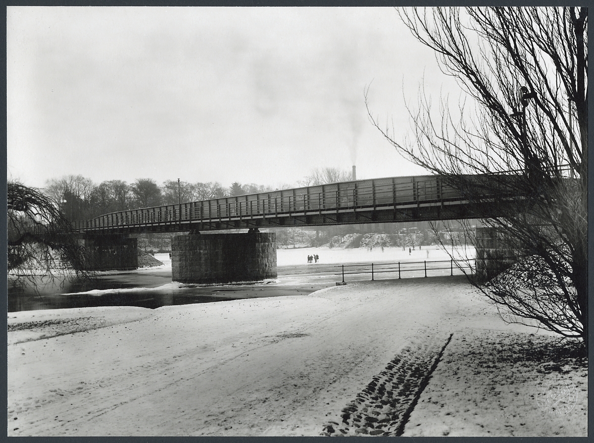 Järnvägsbron över Nissan i Halmstad vintertid.