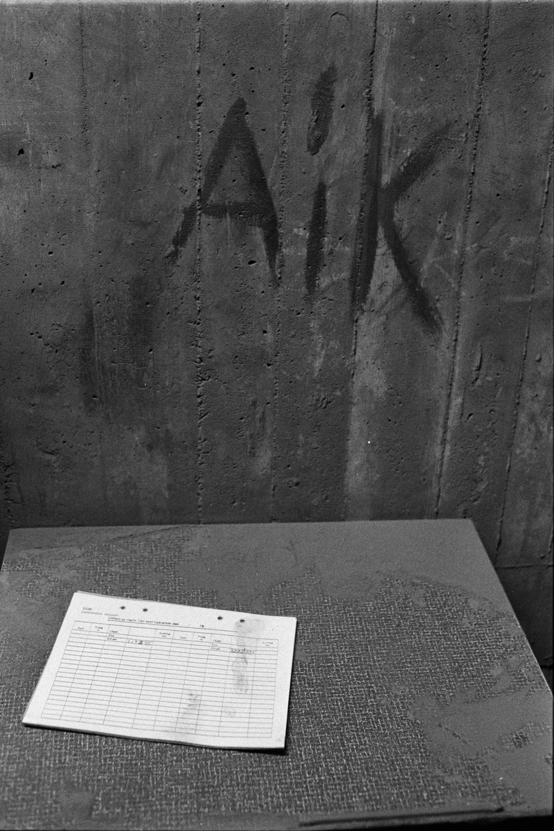 Protokoll, anrikningsverket, Dannemora Gruvor AB, Dannemora, Uppland oktober 1991