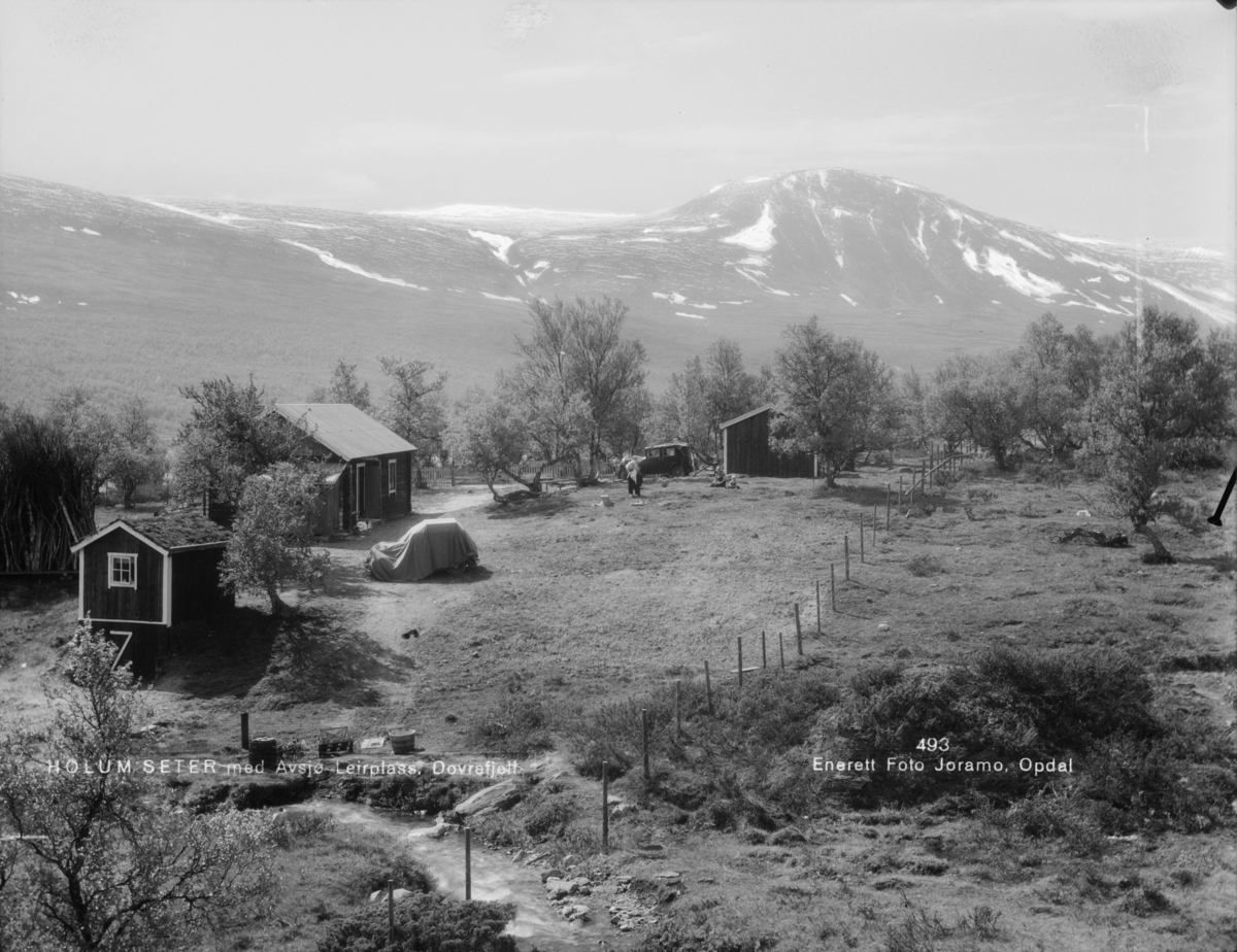 Dovrefjell, Holum seter med Avsjø leirplass. Påskrift: Holum seter med Avsjø leirplass, Dovrefjell