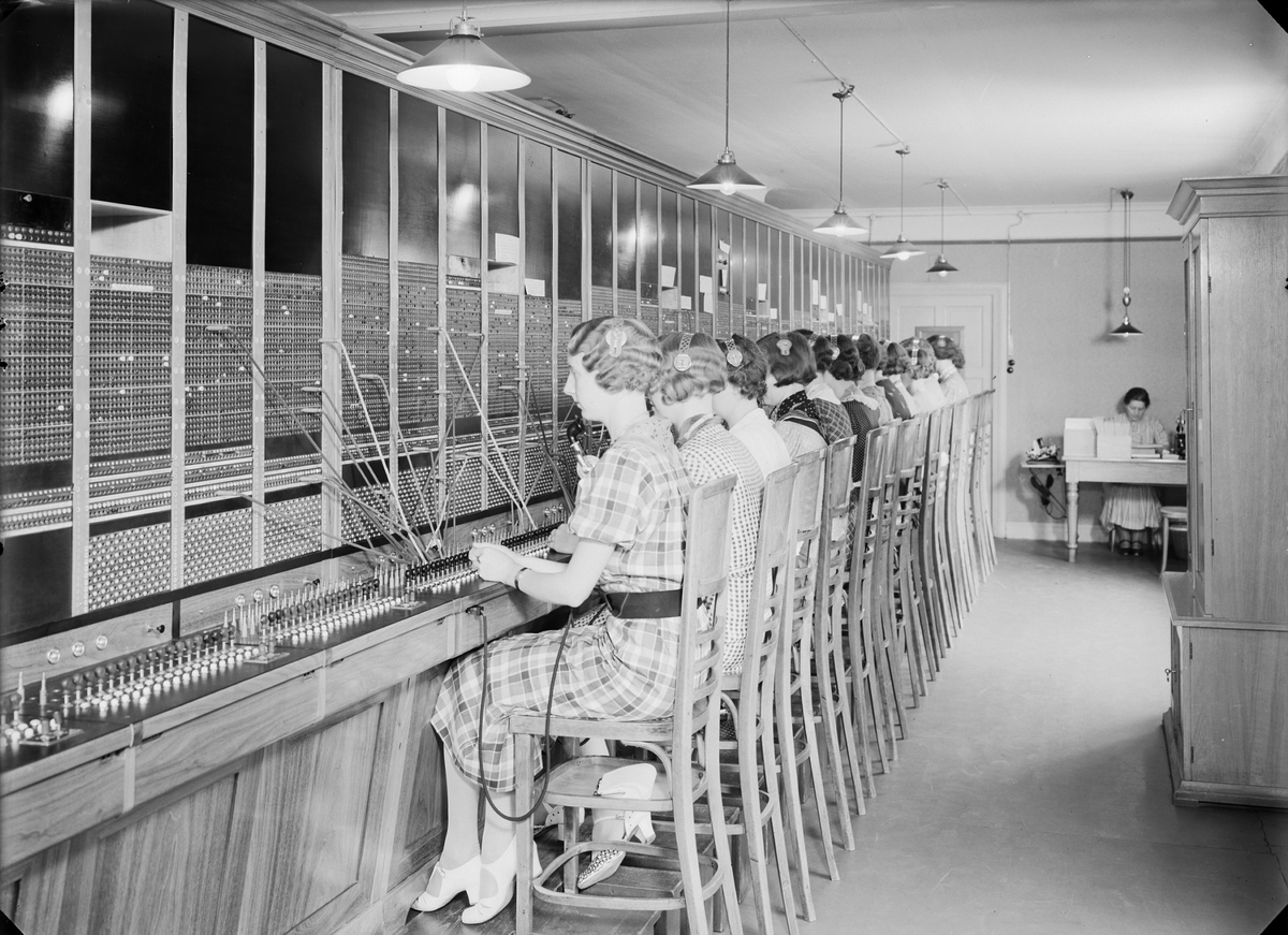 Enskede telefonstation. År 1938. Apparatsalen.